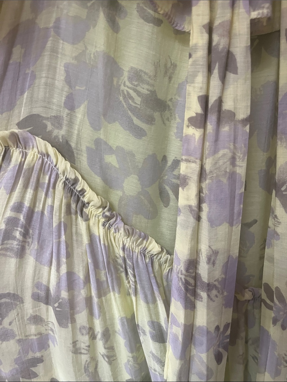 Astr Floral Ruffle Maxi Dress in Pale Yellow and Gray - Picture 3 of 3